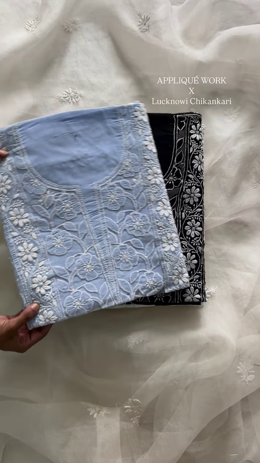 Elegant Appliqué Work with Lucknowi Chikankari Fabric Collection - Image 2