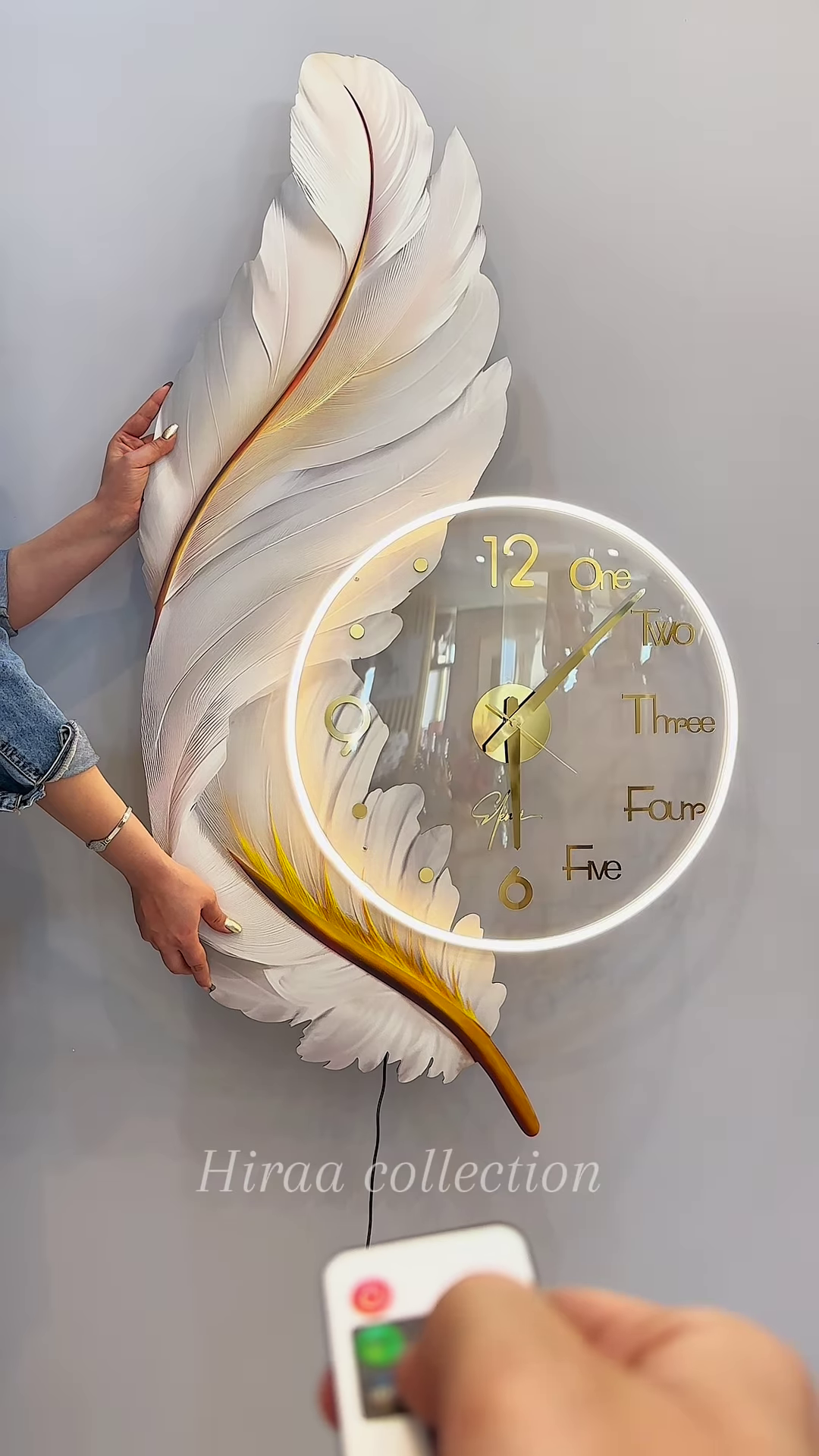 "Grace in Time: Feather-Inspired Designer Wall Clock" - Image 2