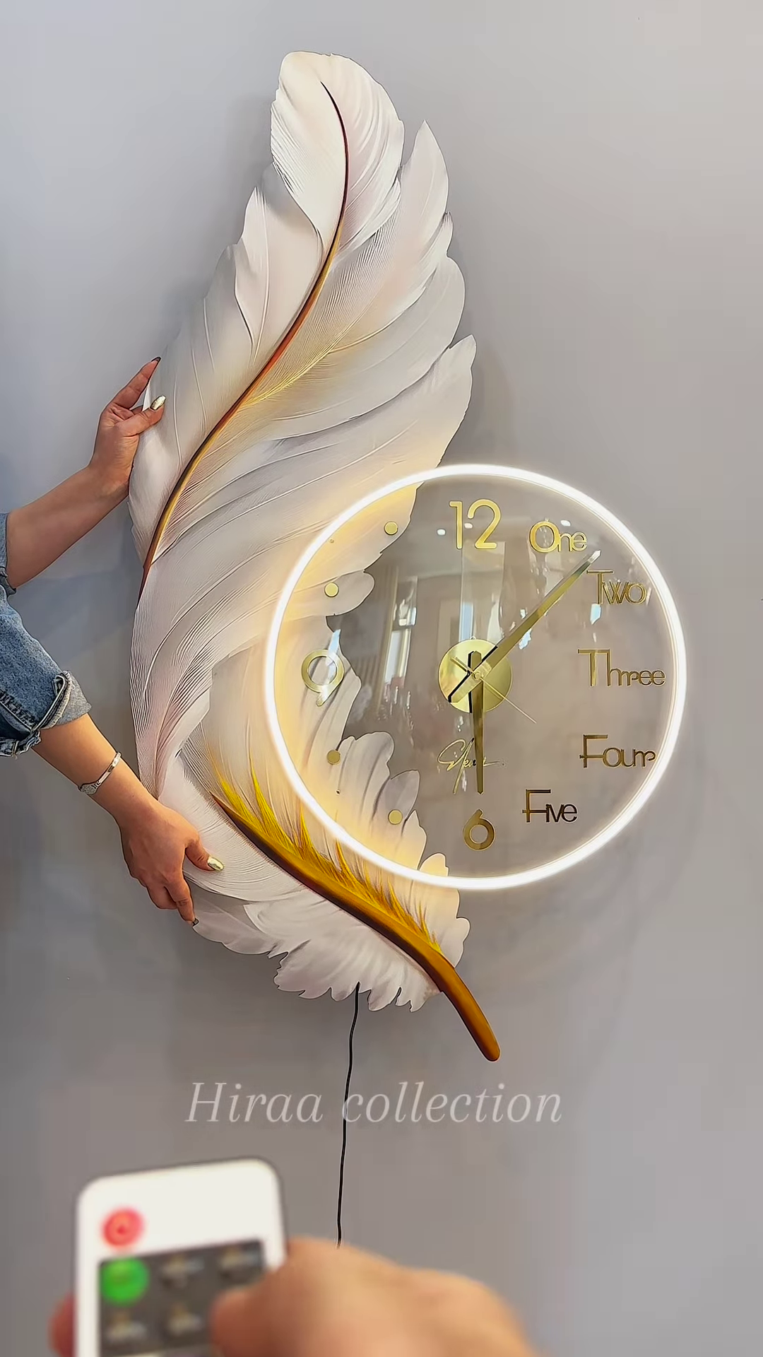 "Grace in Time: Feather-Inspired Designer Wall Clock"