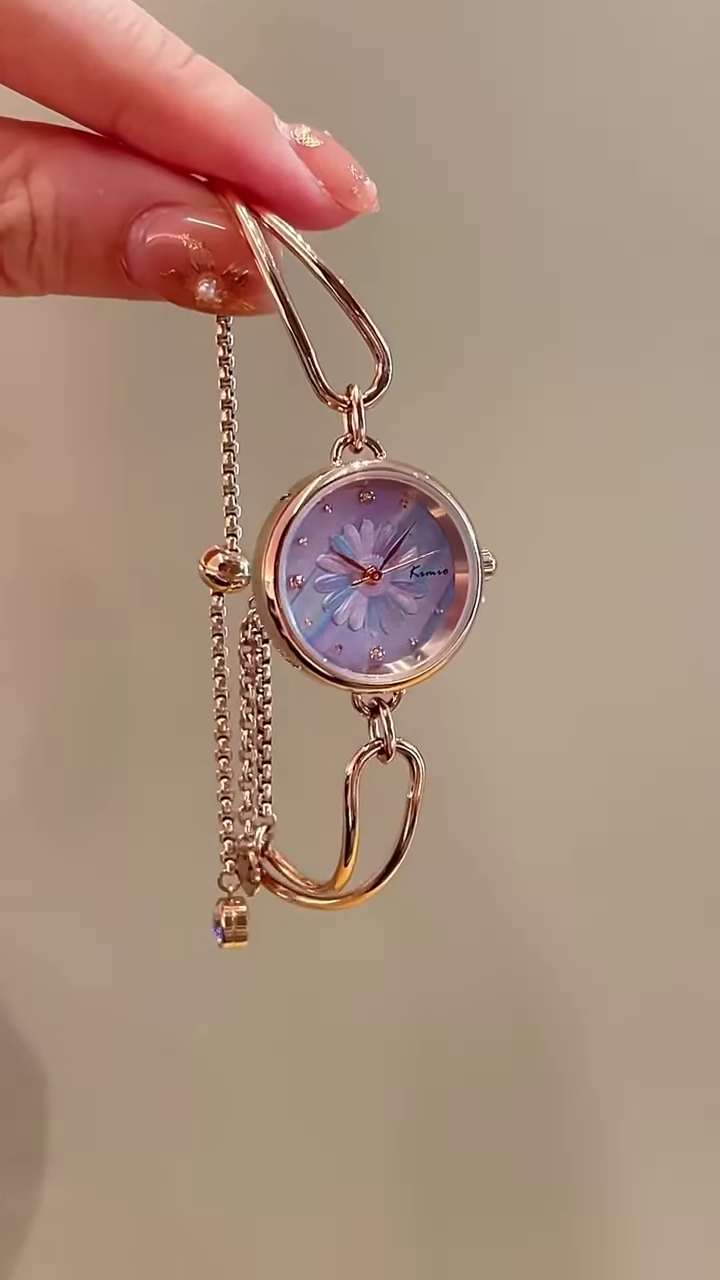"Blossom Charm: Floral Dial Bracelet Watch for Women" - Image 2