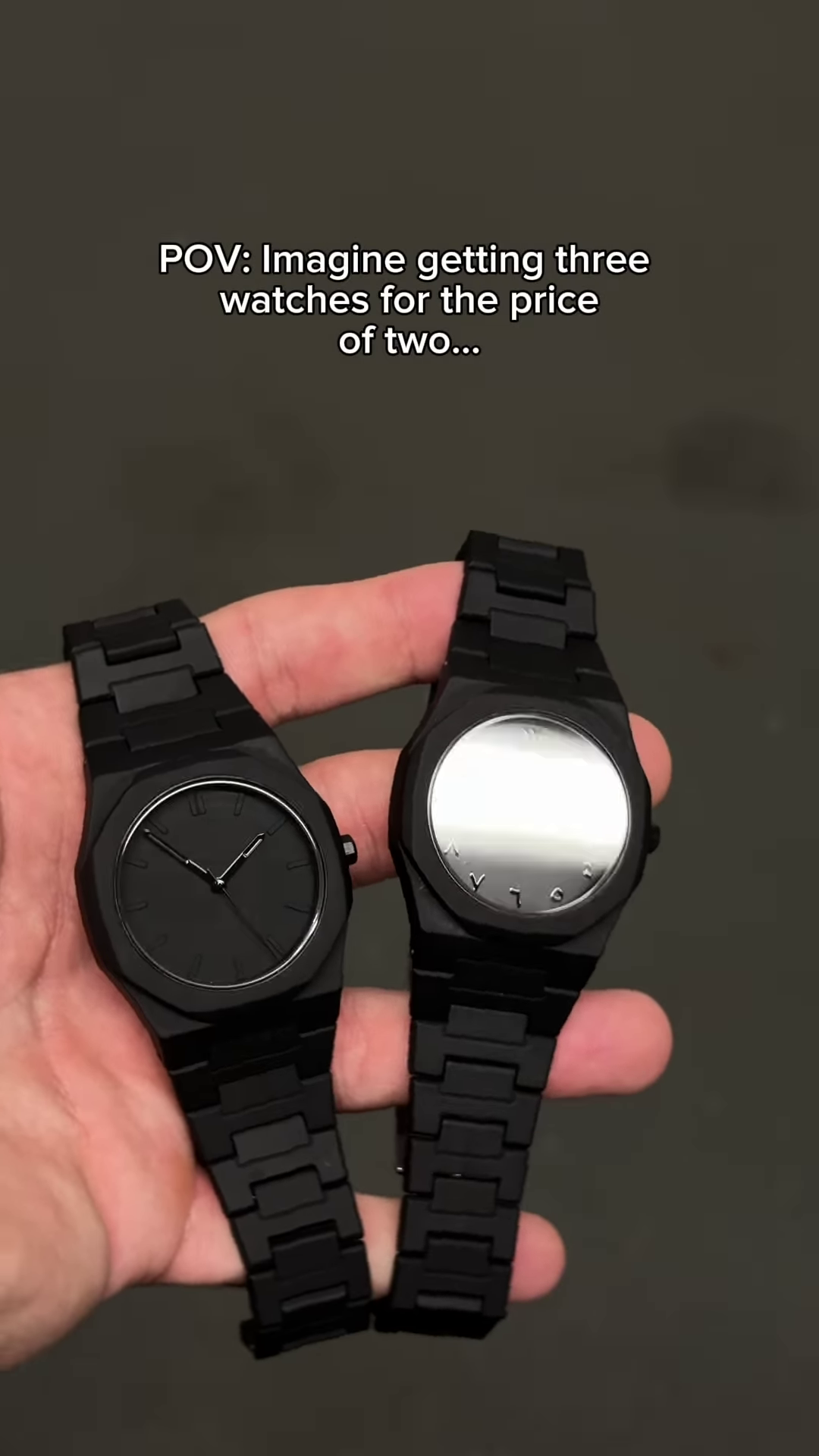 Sleek Matte Black Minimalist Watches - Set of Two