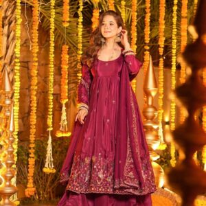 ovi-005_1556005 *Elegant Maroon Anarkali Suit – Festive & Wedding Wear*