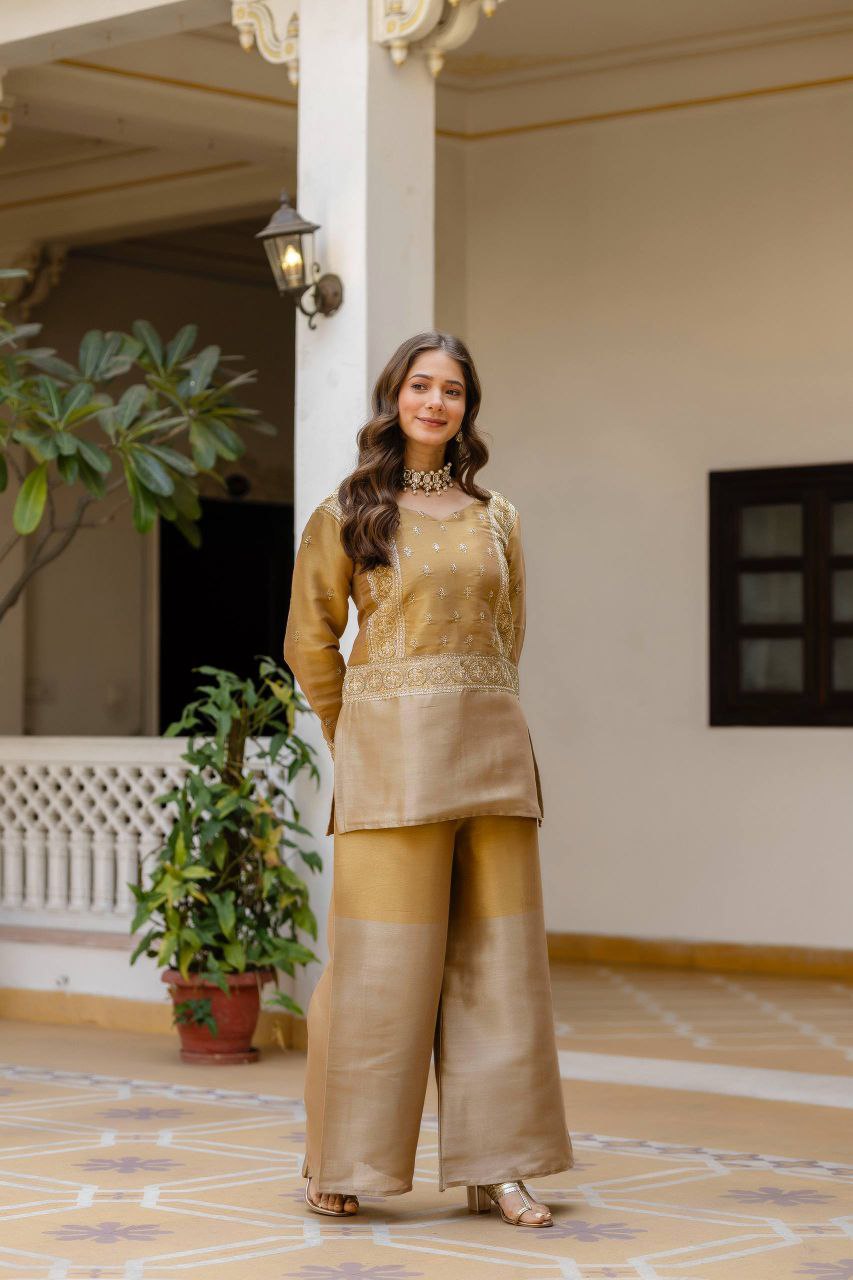 ovi-030_25436030 ✨ Golden Elegance Kurta Palazzo Set ✨ - Image 2