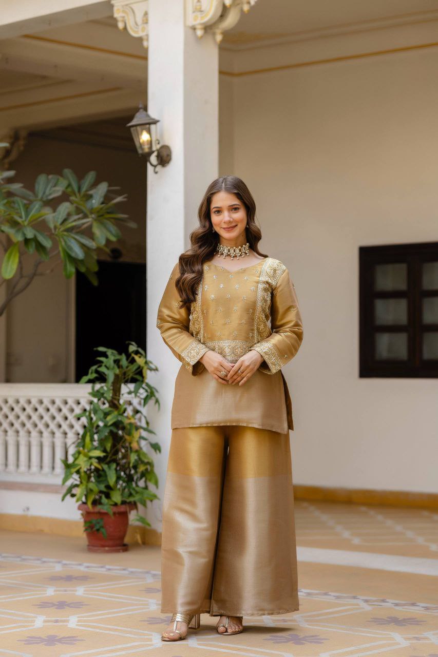 ovi-030_25436030 ✨ Golden Elegance Kurta Palazzo Set ✨ - Image 3