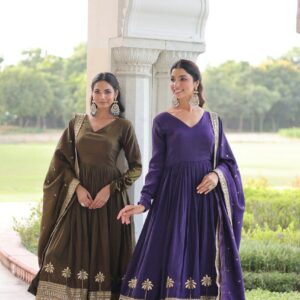 ovi-041_25452041 💜💚 Designer Anarkali Gown Set with Dupatta