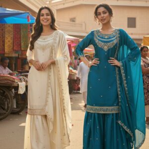 ovi-021_25427021 🌸 Elegant Embroidered Kurti Sharara Set with Dupatta