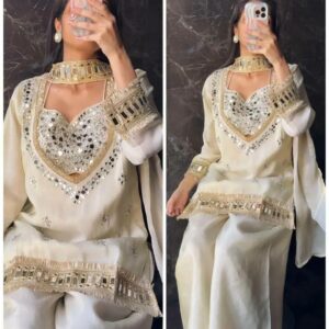 ovi-035_25441035 Designer Mirror Work Kurti Palazzo Set with Dupatta ✨
