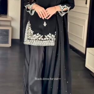 ovi-028_619028 🖤 Black Embroidered Festive Suit with Dupatta ✨