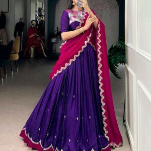 ovi-026_2692026 💜💖 Designer Two-Tone Lehenga Choli with Embroidered Dupatta