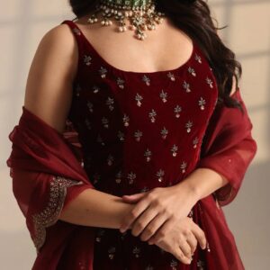 ovi-009_1576009 🌺 Elegant Maroon Embroidered Kurti Set with Dupatta 🌺